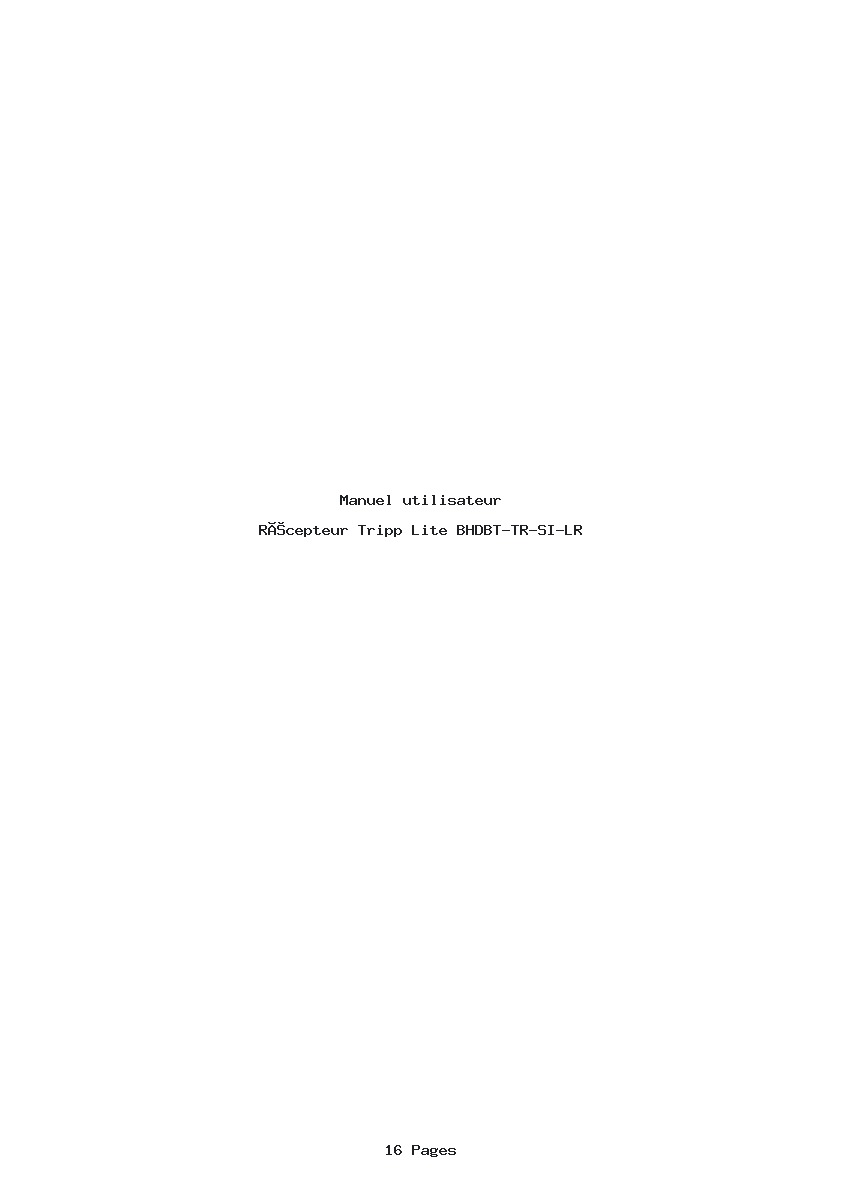 Page 1 de la notice Manuel utilisateur Tripp Lite BHDBT-TR-SI-LR