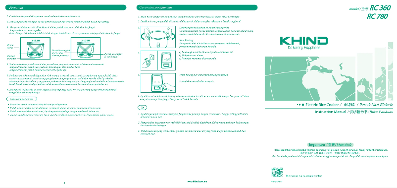 Page 1 de la notice Manuel utilisateur Khind RC360