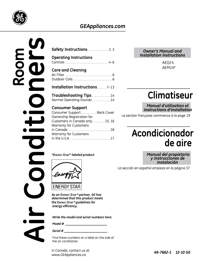 Página 1 del manual Manual de usuario GE AEM2