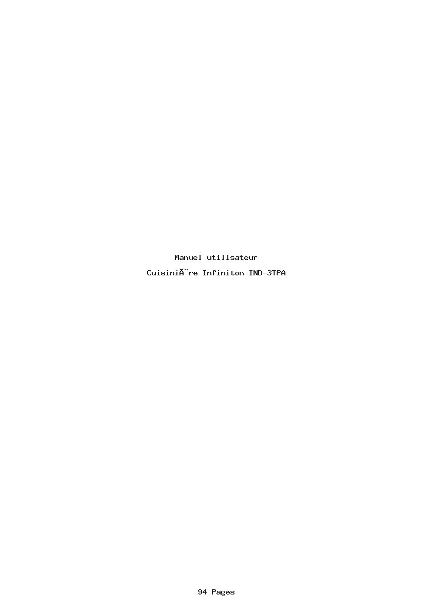 Page 1 de la notice Manuel utilisateur Infiniton IND-3TPA