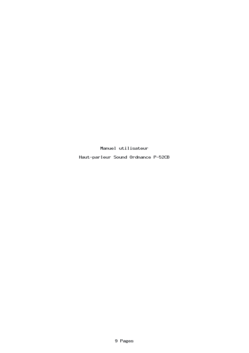 Page 1 de la notice Manuel utilisateur Sound Ordnance P-52CB