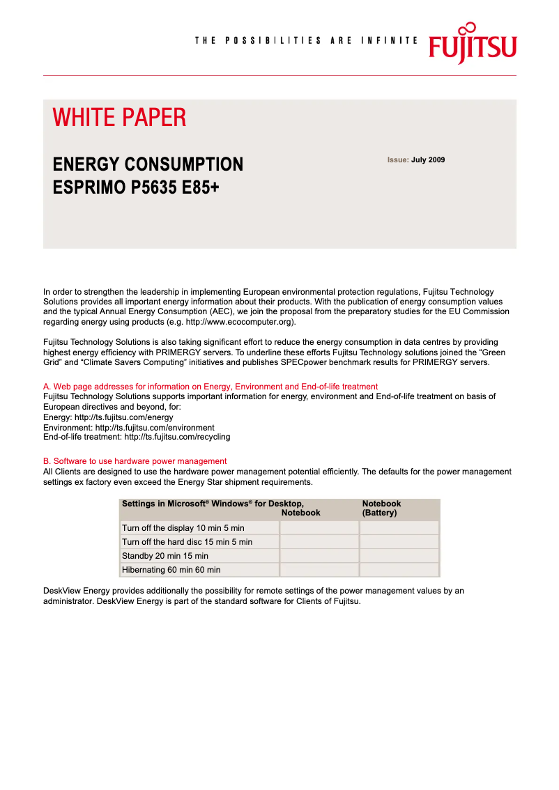 Page 1 of the manual User Manual Fujitsu ESPRIMO P5635 E85+