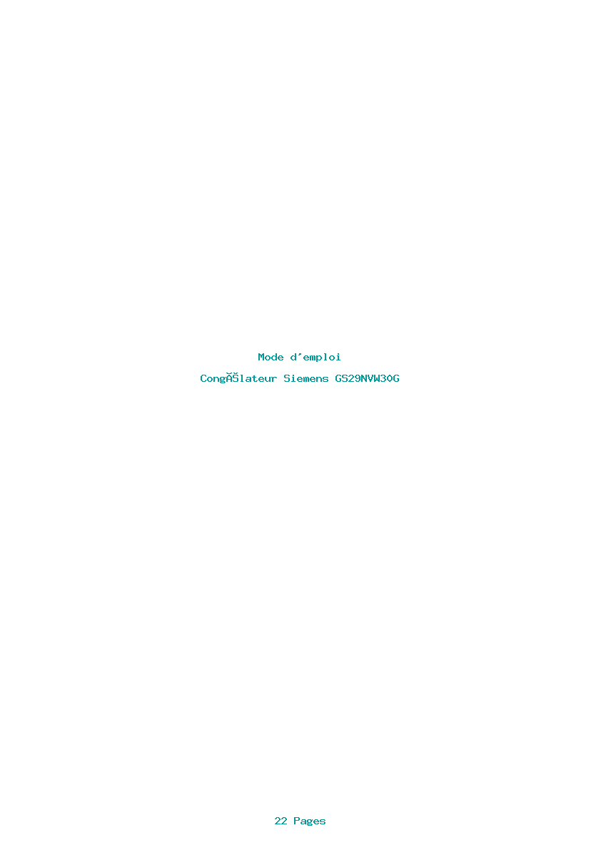 Page 1 de la notice Mode d'emploi Siemens GS29NVW30G