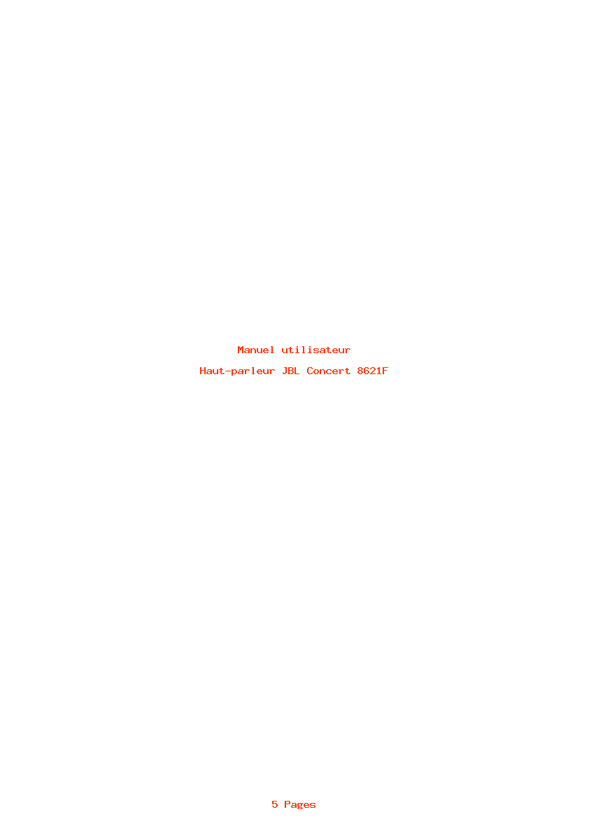Page 1 de la notice Manuel utilisateur JBL Concert 8621F