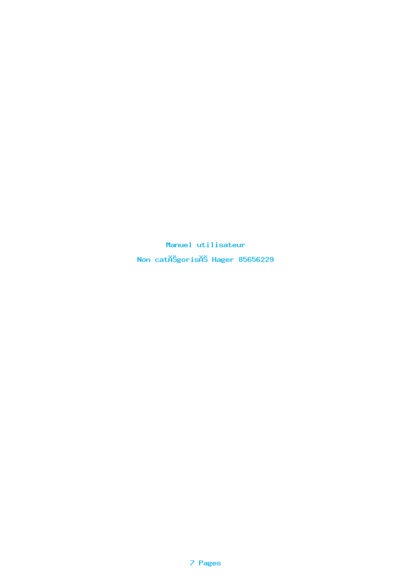 Page 1 de la notice Manuel utilisateur Hager 85656229