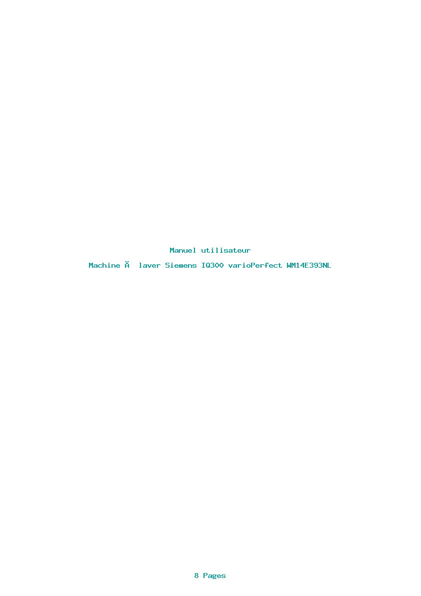 Page 1 de la notice Manuel utilisateur Siemens IQ300 varioPerfect WM14E393NL