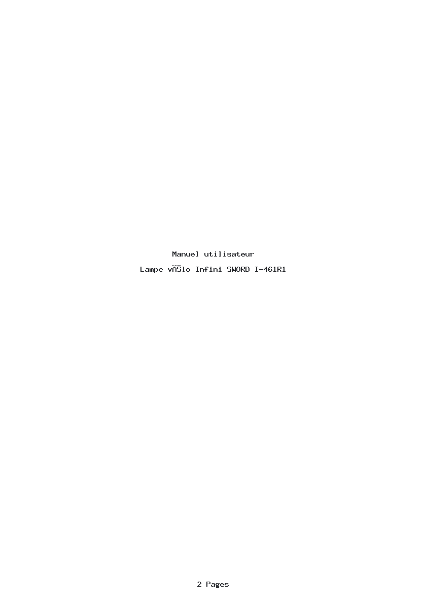 Page 1 de la notice Manuel utilisateur Infini SWORD I-461R1