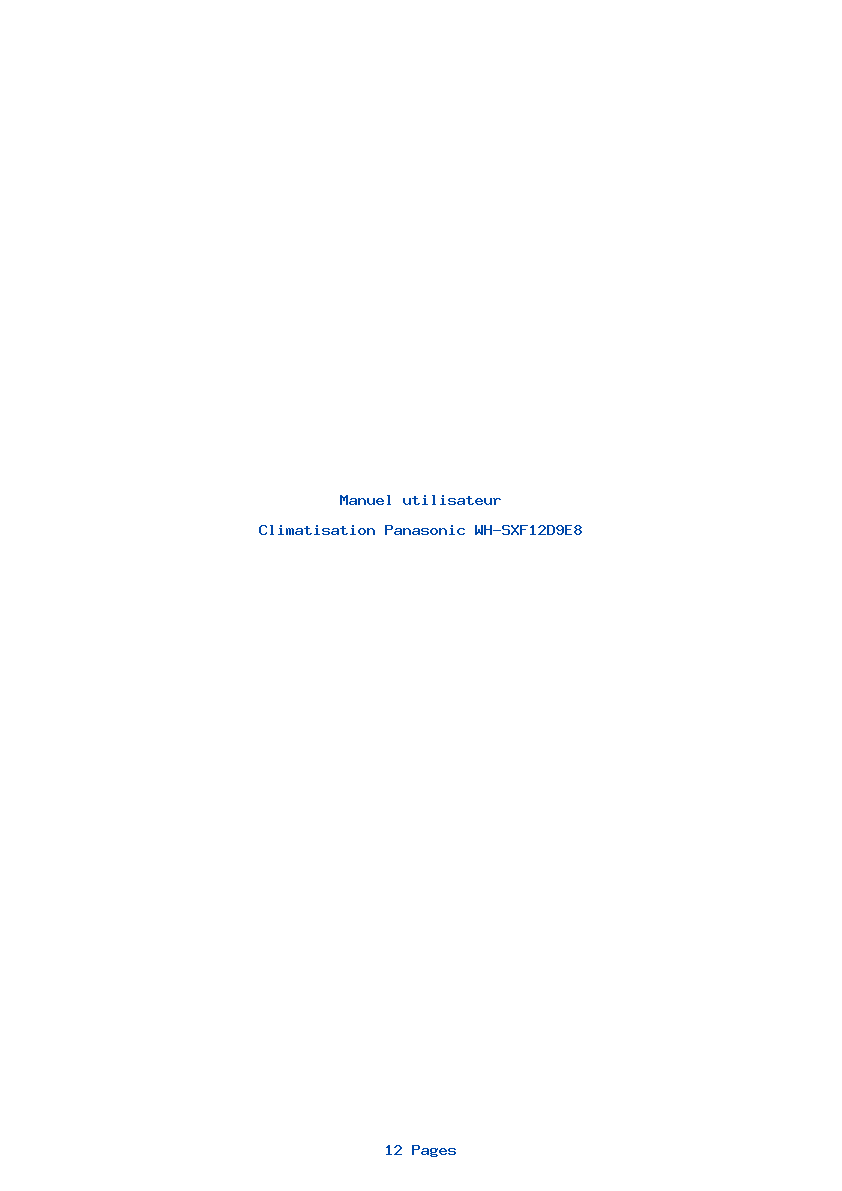 Page 1 de la notice Manuel utilisateur Panasonic WH-SXF12D9E8