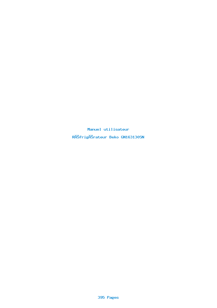 Page 1 de la notice Manuel utilisateur Beko GN163130SN