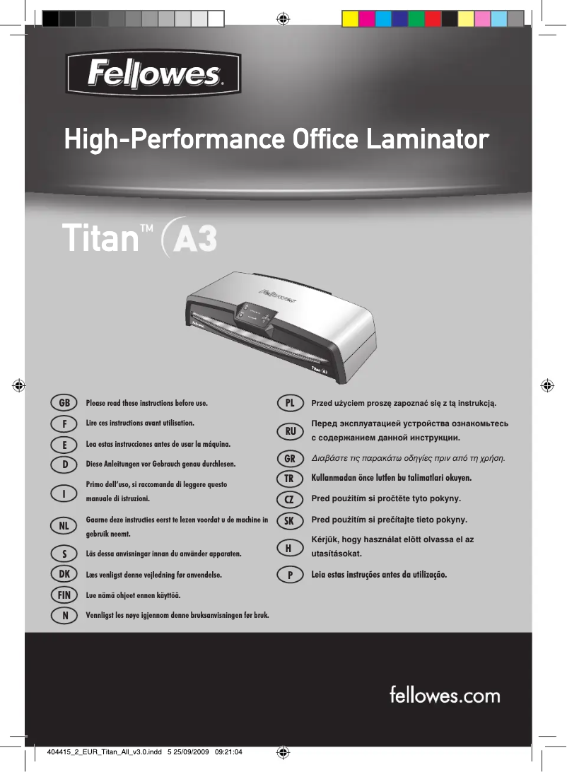 Page 1 de la notice Manuel utilisateur Fellowes TITAN