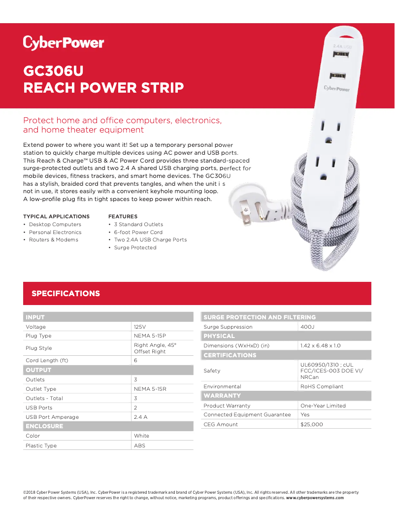 Page 1 de la notice Manuel utilisateur CyberPower GC306U