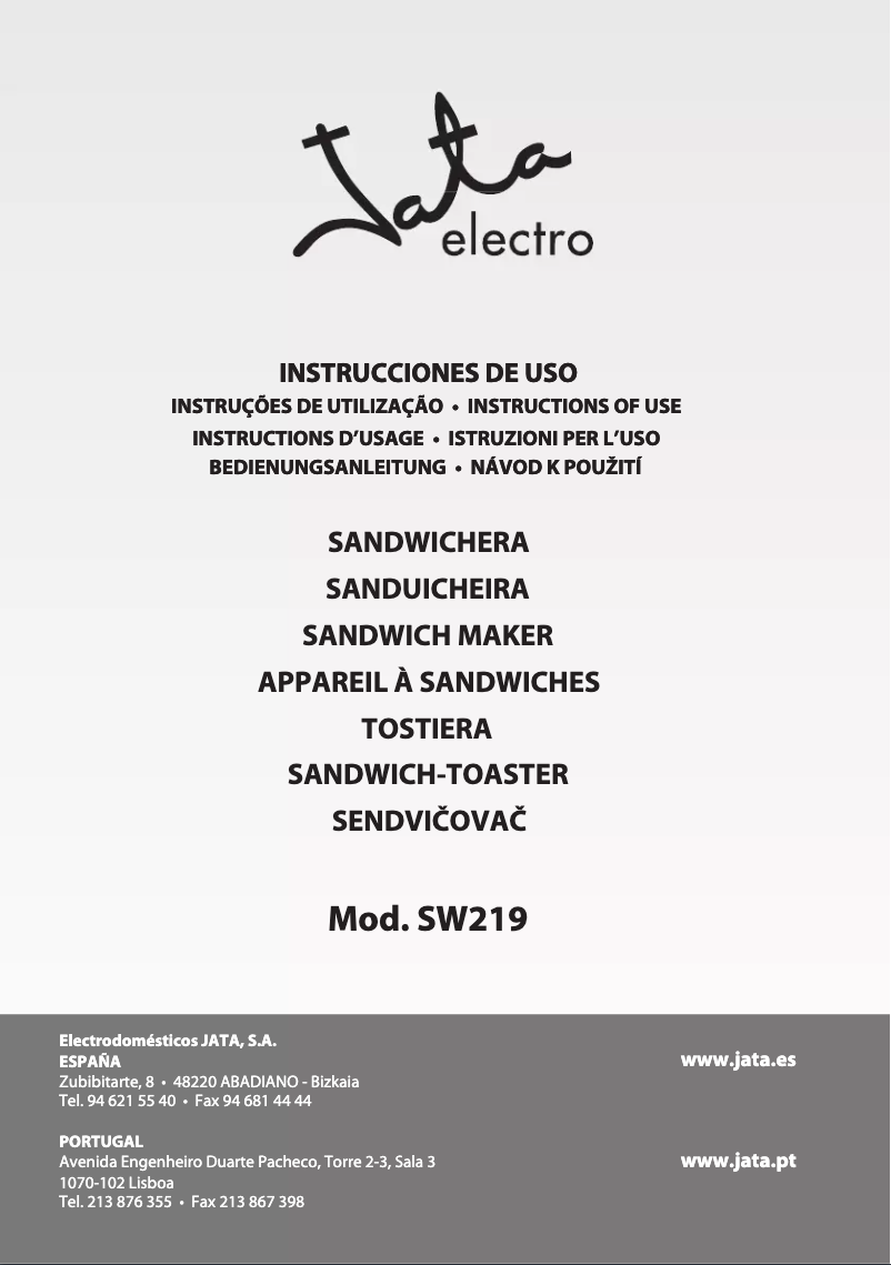 Page 1 de la notice Manuel utilisateur Jata SW219