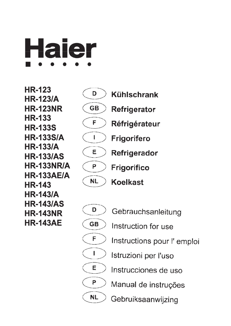 Page 1 de la notice Manuel utilisateur Haier HR-123