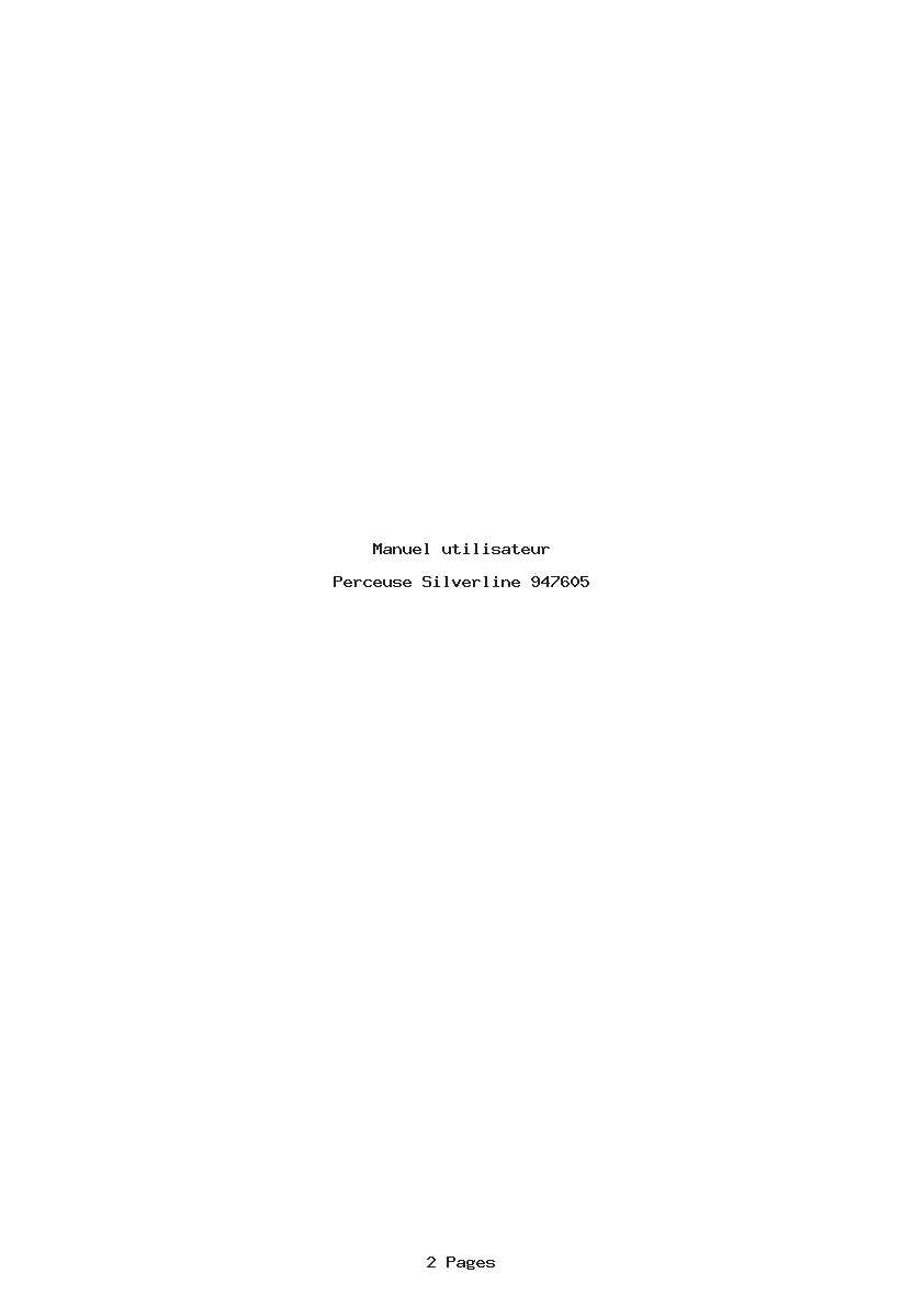 Page 1 de la notice Manuel utilisateur Silverline 947605