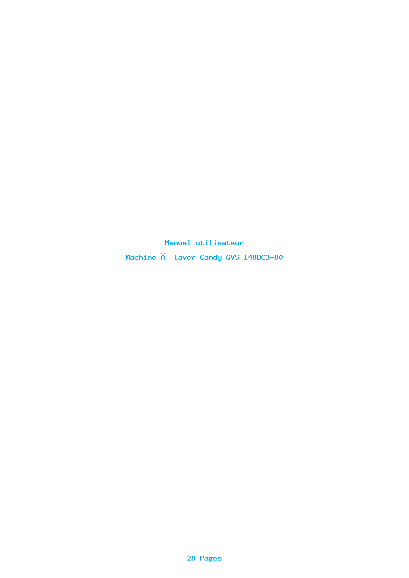 Page 1 de la notice Manuel utilisateur Candy GVS 148DC3-80