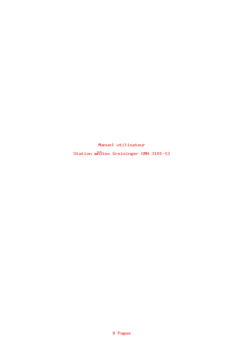 Page 1 de la notice Manuel utilisateur Greisinger GMH 3181-13