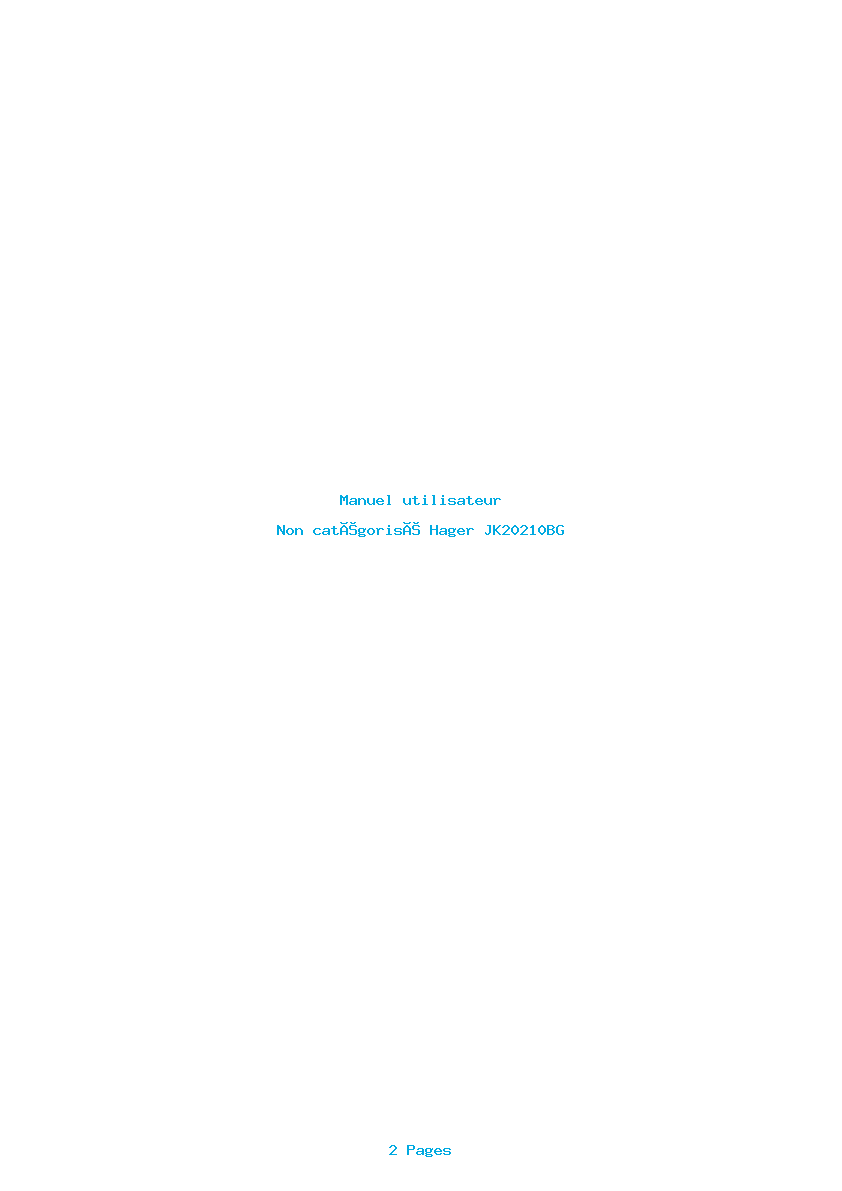 Page 1 de la notice Manuel utilisateur Hager JK20210BG