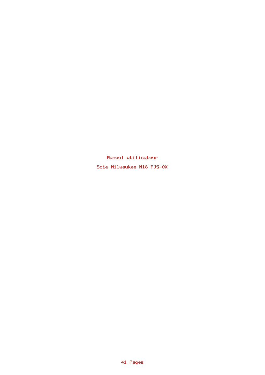 Page 1 de la notice Manuel utilisateur Milwaukee M18 FJS-0X