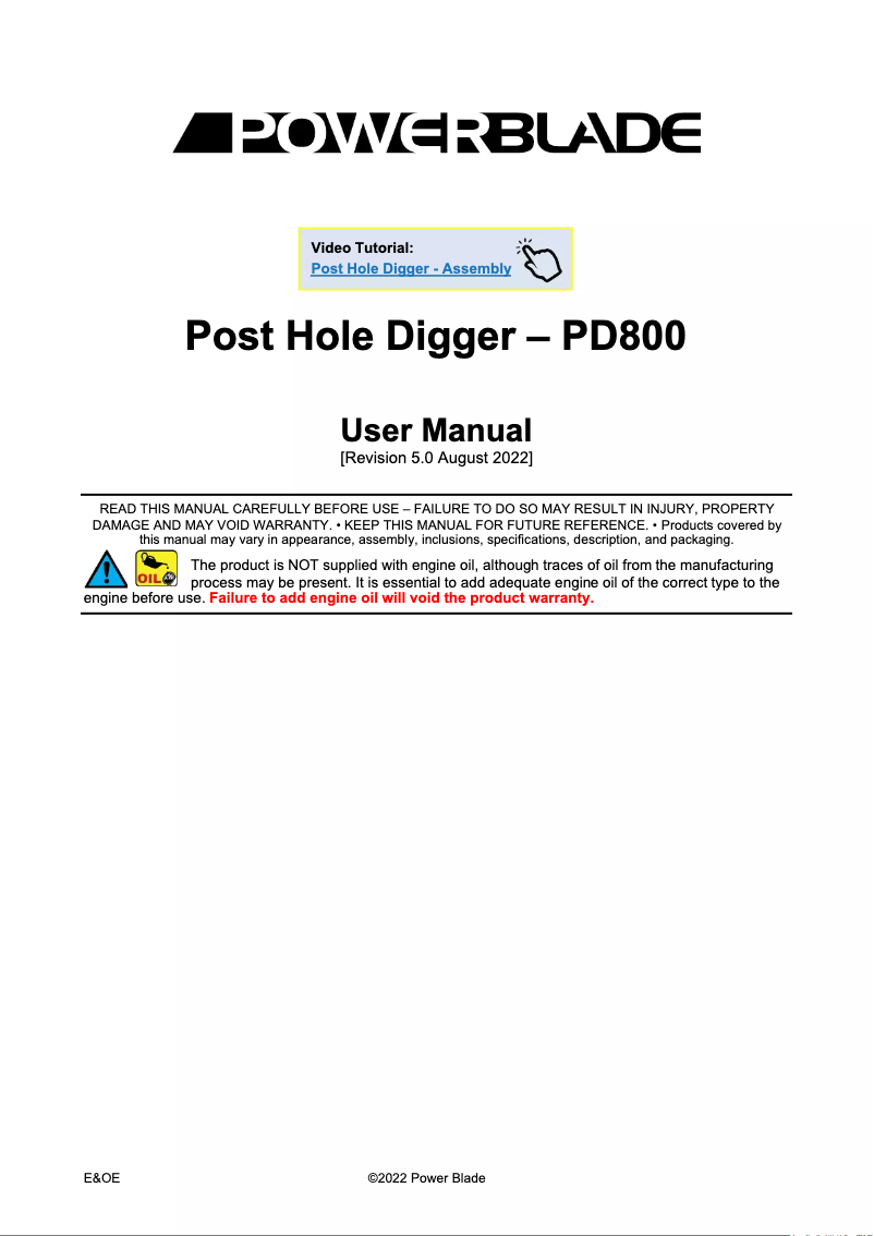 Page 1 de la notice Manuel utilisateur Powerblade PD800