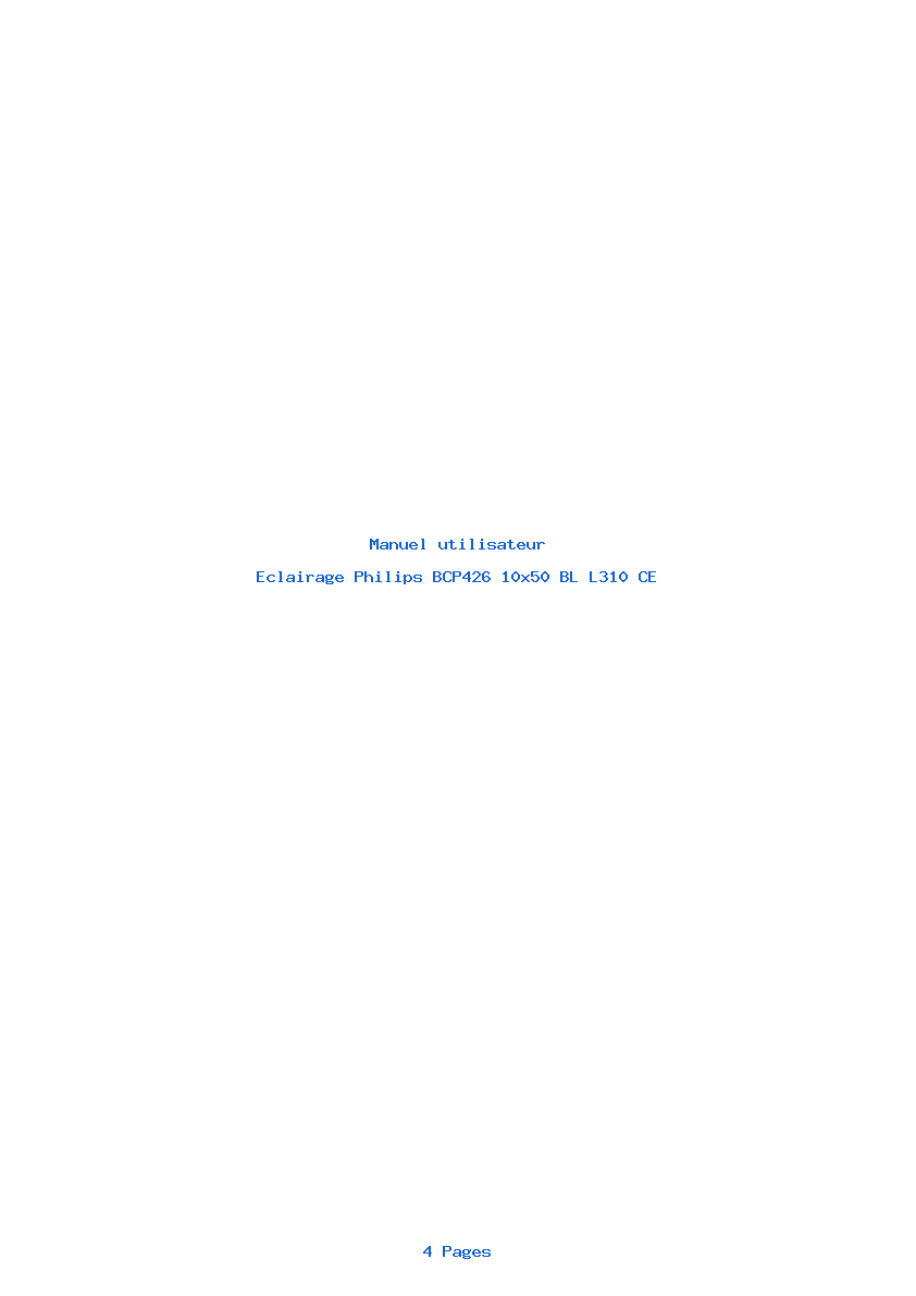 Page 1 de la notice Manuel utilisateur Philips BCP426 10x50 BL L310 CE