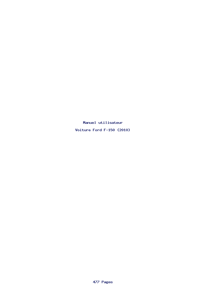 Page 1 de la notice Manuel utilisateur Ford F-150 (2010)