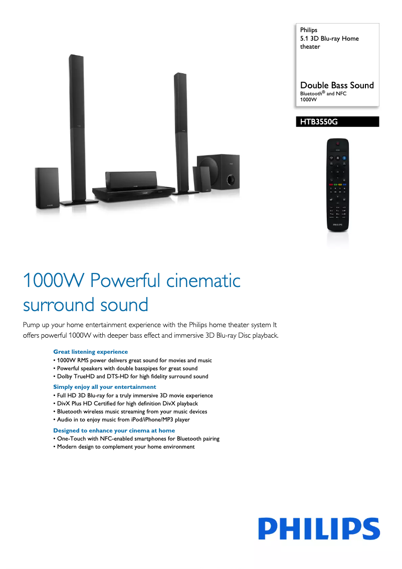 Page 1 of the manual Technical Sheet Philips HTB3550G
