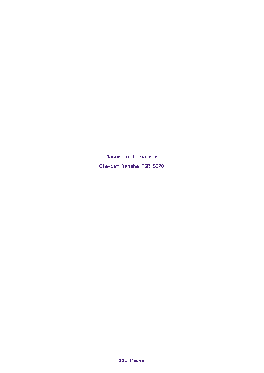 Page 1 de la notice Manuel utilisateur Yamaha PSR-S970