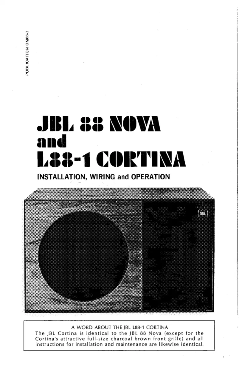 Page 1 de la notice Manuel utilisateur JBL L88-1 Cortina