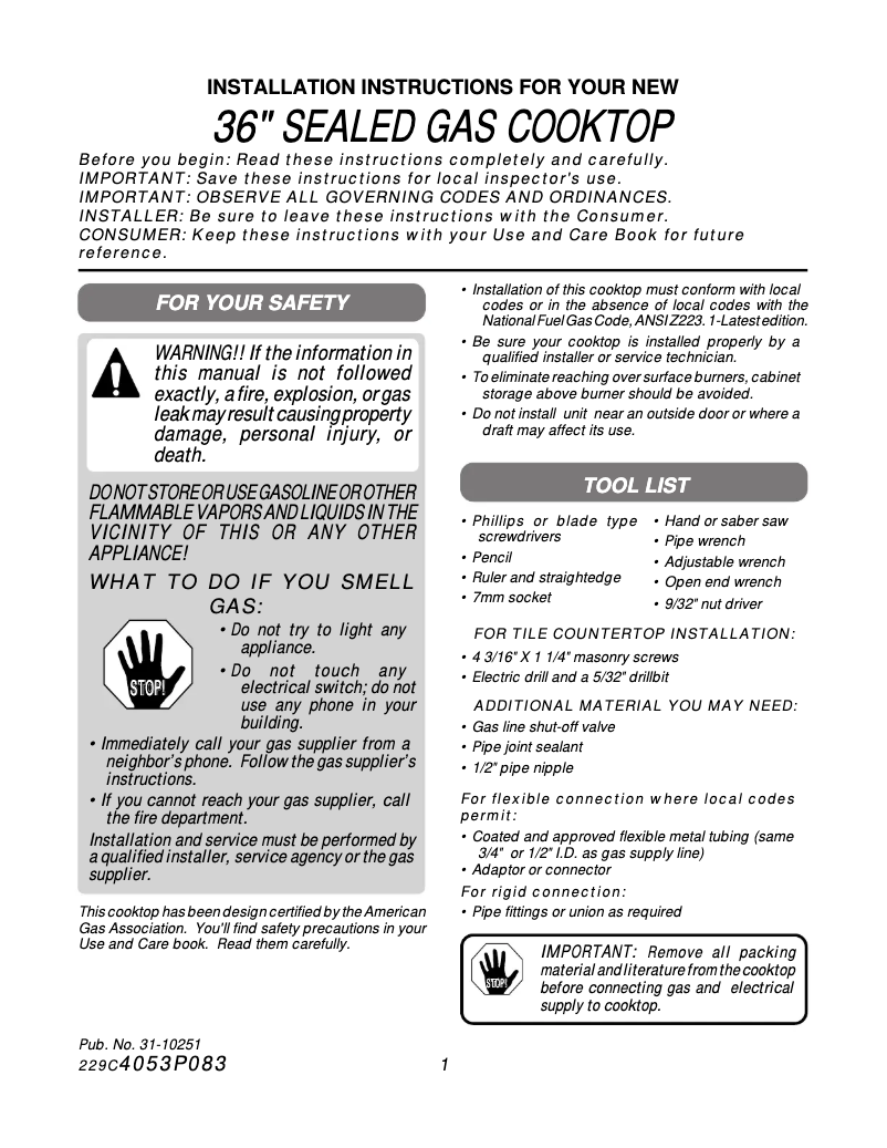 Página 1 del manual Guía de instalación GE Profile Performance JGP960SEASS