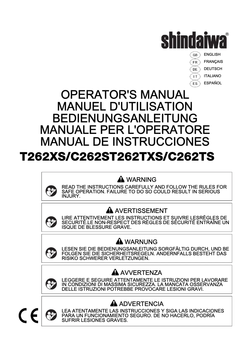 Page 1 de la notice Manuel utilisateur Shindaiwa C262TS
