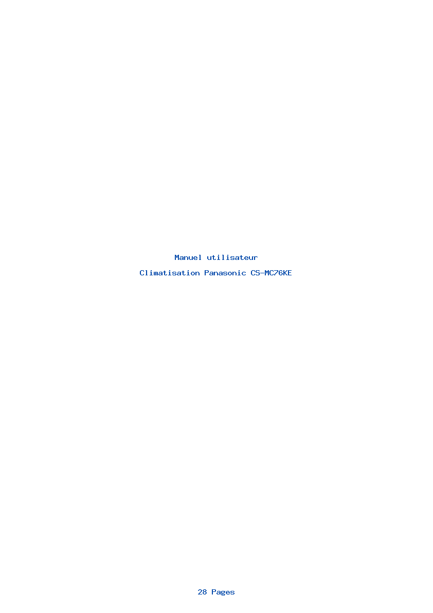 Page 1 de la notice Manuel utilisateur Panasonic CS-MC76KE
