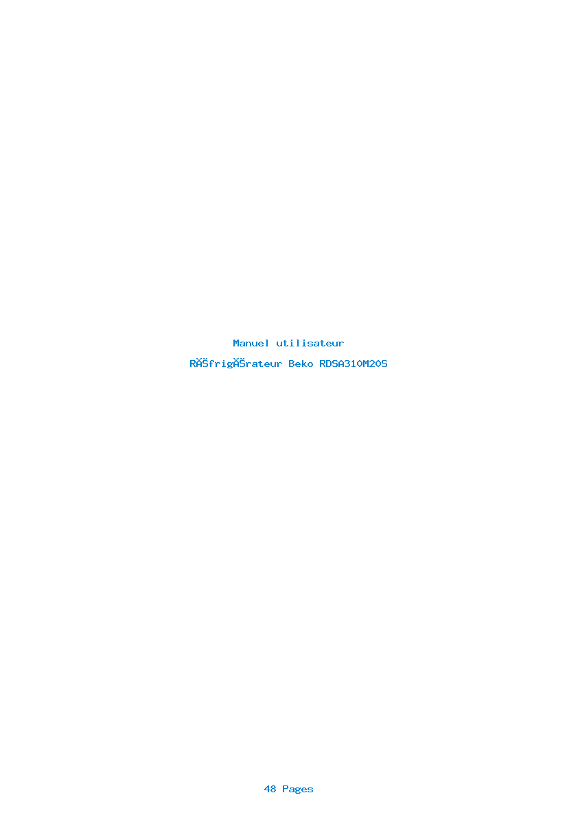 Page 1 de la notice Manuel utilisateur Beko RDSA310M20S