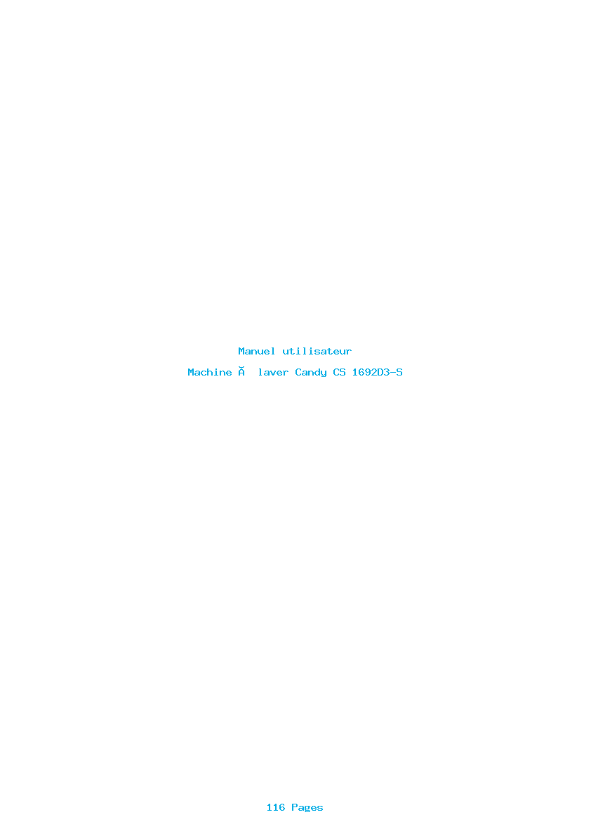 Page 1 de la notice Manuel utilisateur Candy CS 1692D3-S