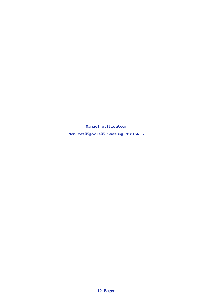 Page 1 de la notice Manuel utilisateur Samsung M1815N-S