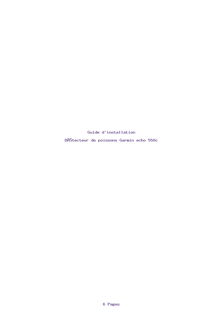 Page 1 de la notice Guide d'installation Garmin echo 550c