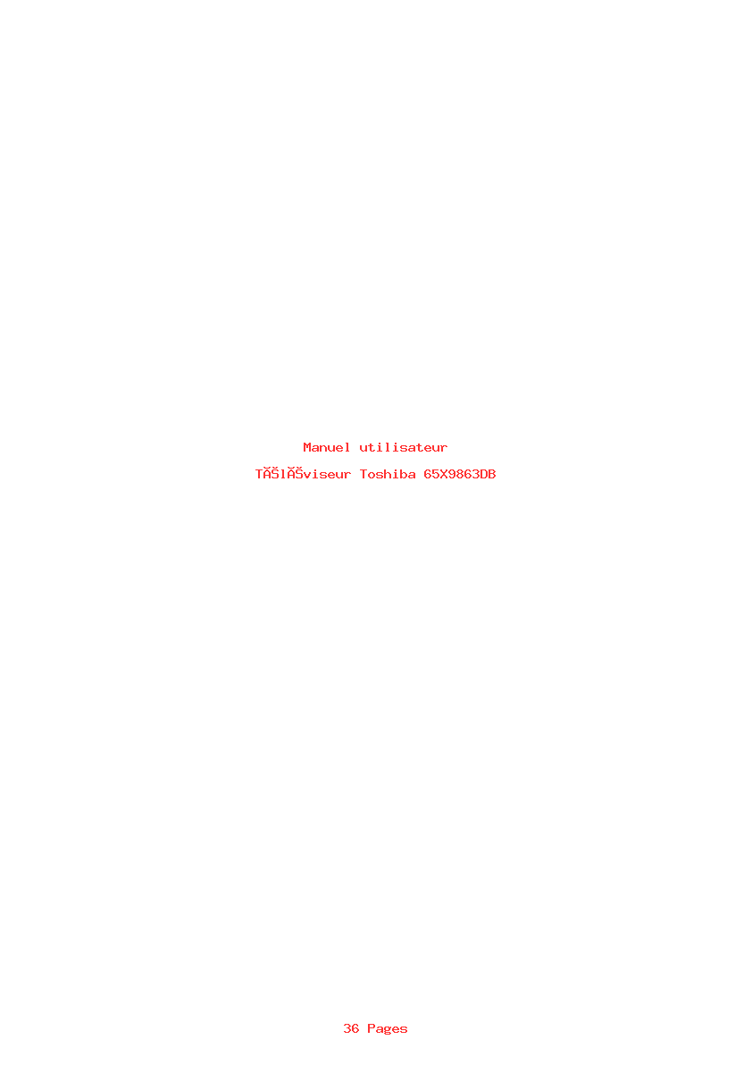 Page 1 de la notice Manuel utilisateur Toshiba 65X9863DB