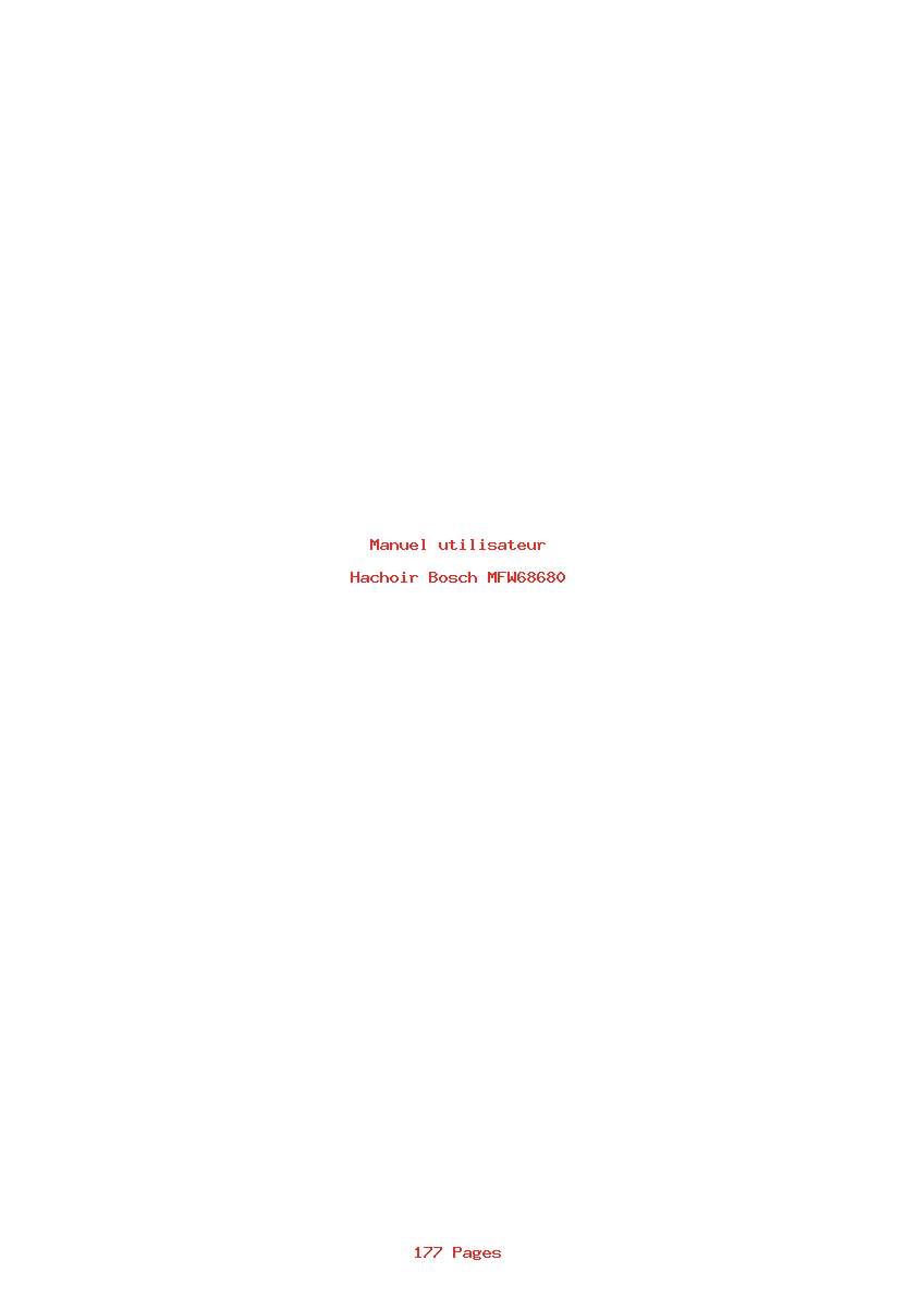 Page 1 de la notice Manuel utilisateur Bosch MFW68680