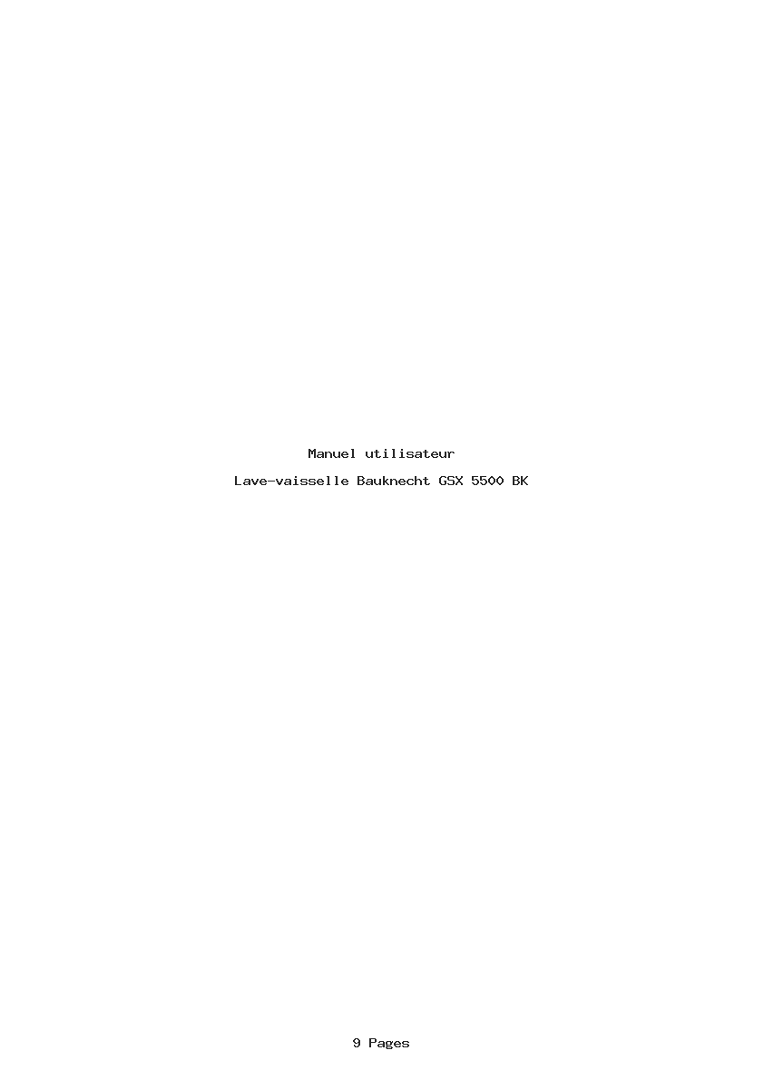 Page 1 de la notice Manuel utilisateur Bauknecht GSX 5500 BK