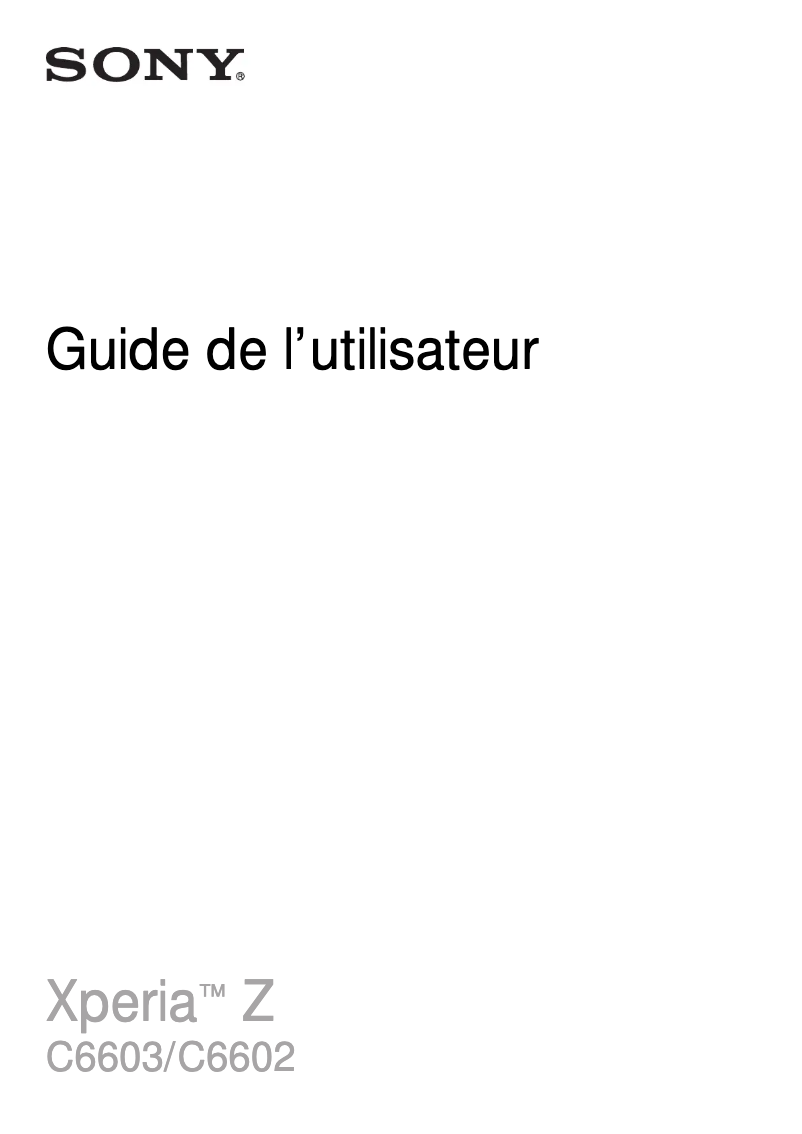 Image de la première page du manuel de l'appareil Xperia Z