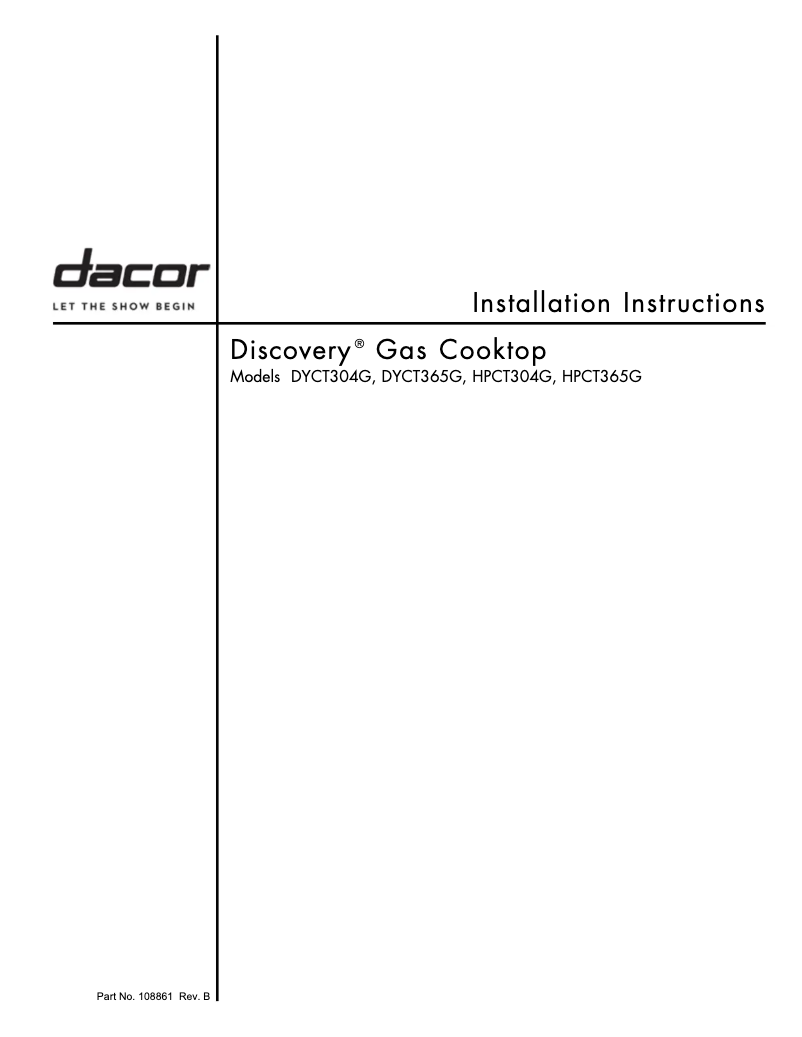Page 1 de la notice Manuel utilisateur Dacor HPCT304GSLP