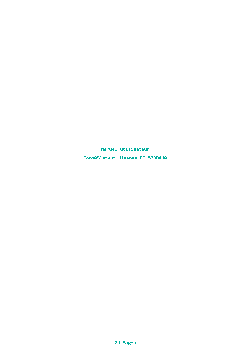 Page 1 de la notice Manuel utilisateur Hisense FC-53DD4HA