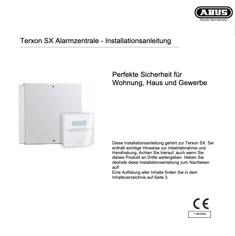 Page 1 de la notice Manuel utilisateur Abus Terxon SX