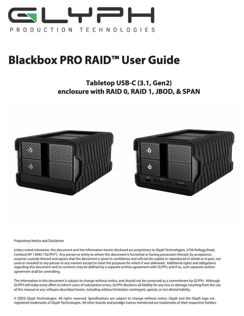 Página 1 del manual Manual de usuario Glyph Blackbox Pro
