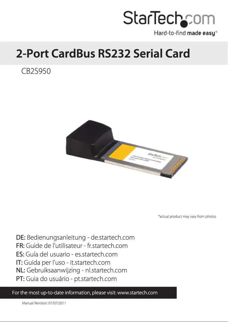 Page 1 de la notice Manuel utilisateur StarTech.com CB2S950