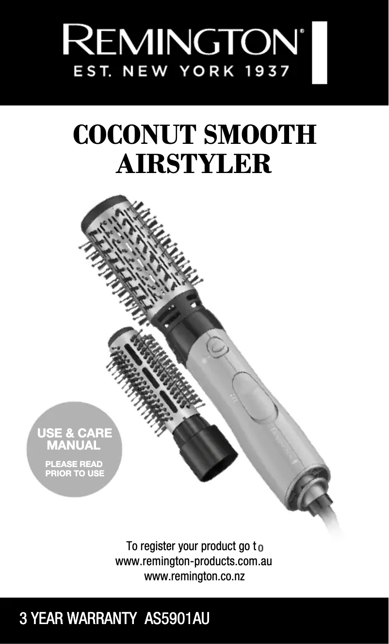 Page 1 de la notice Manuel utilisateur Remington Coconut Smooth AS5901AU