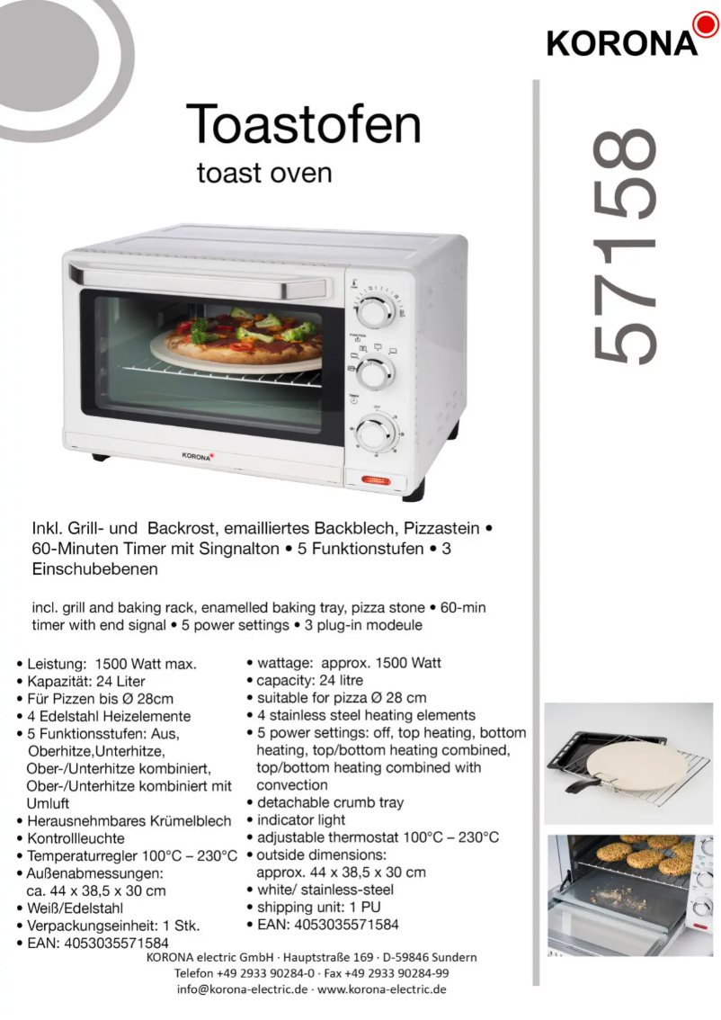 Page 1 de la notice Fiche technique Korona 57158