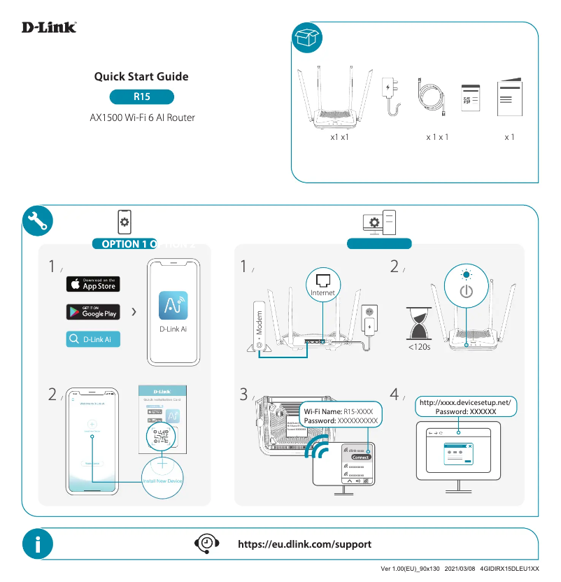 Page 1 de la notice Guide d'installation D-Link R15