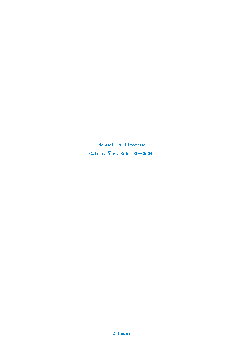 Page 1 de la notice Manuel utilisateur Beko XDVC5XNT