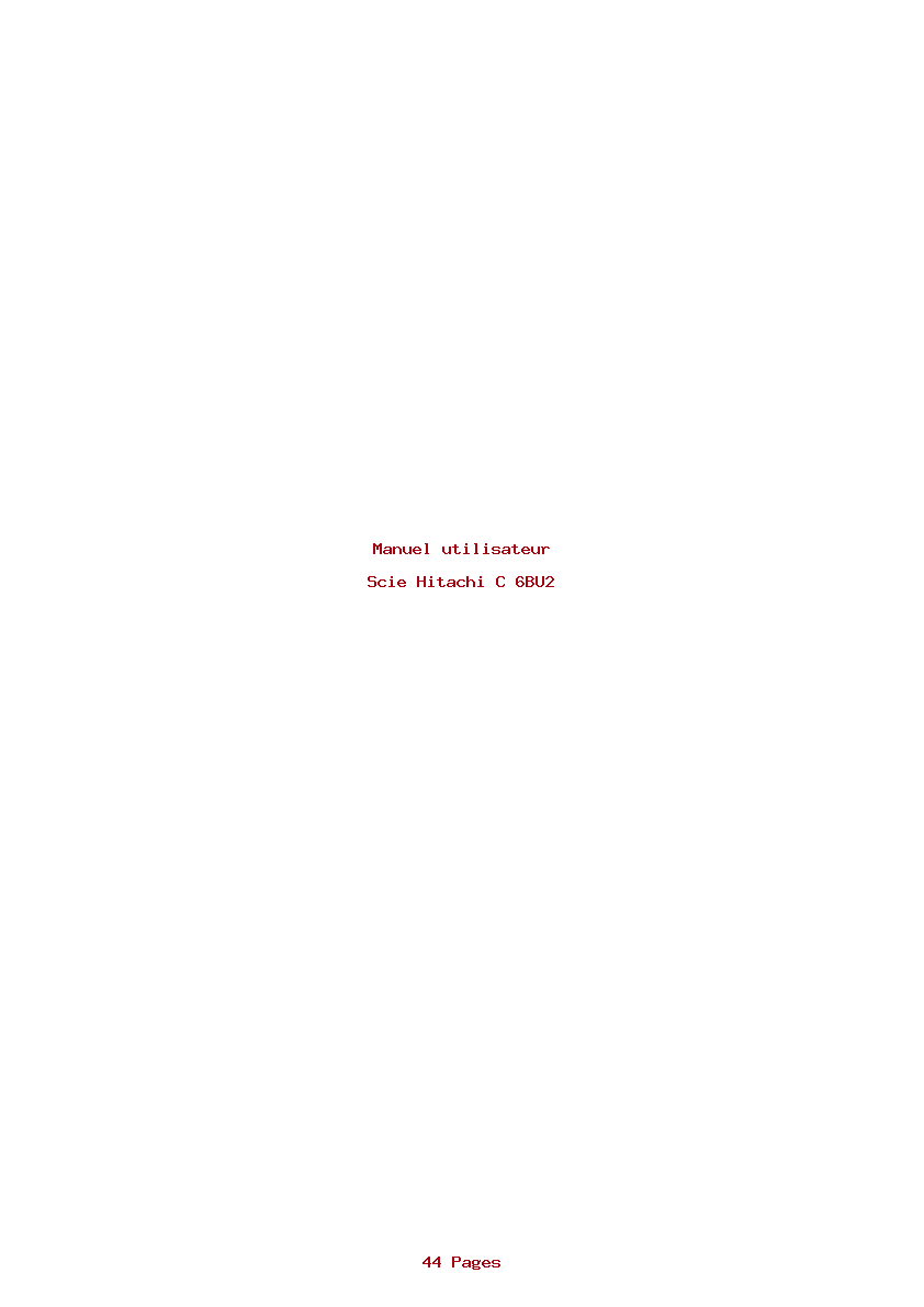 Page 1 de la notice Manuel utilisateur Hitachi C 6BU2