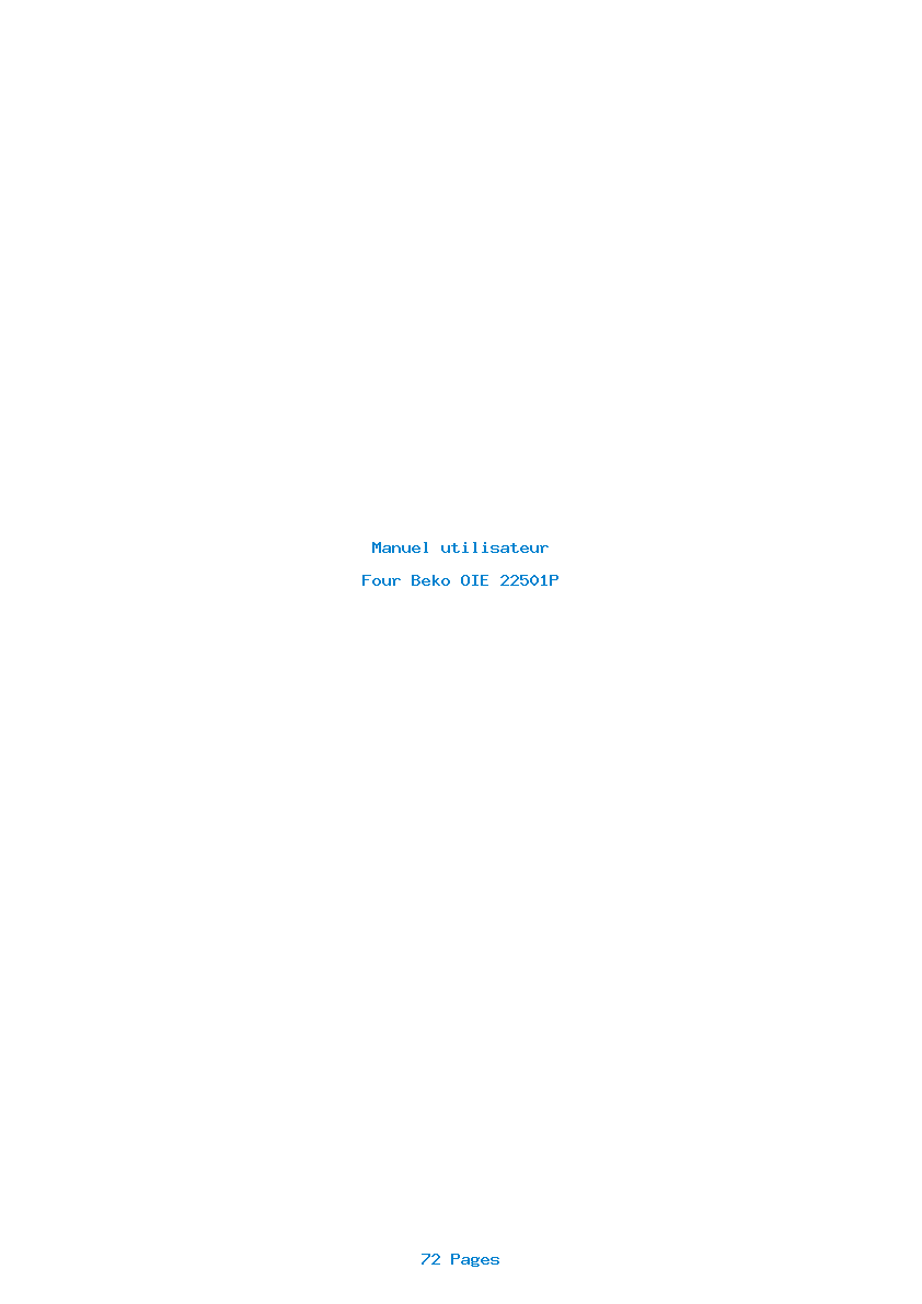 Page 1 de la notice Manuel utilisateur Beko OIE 22501P